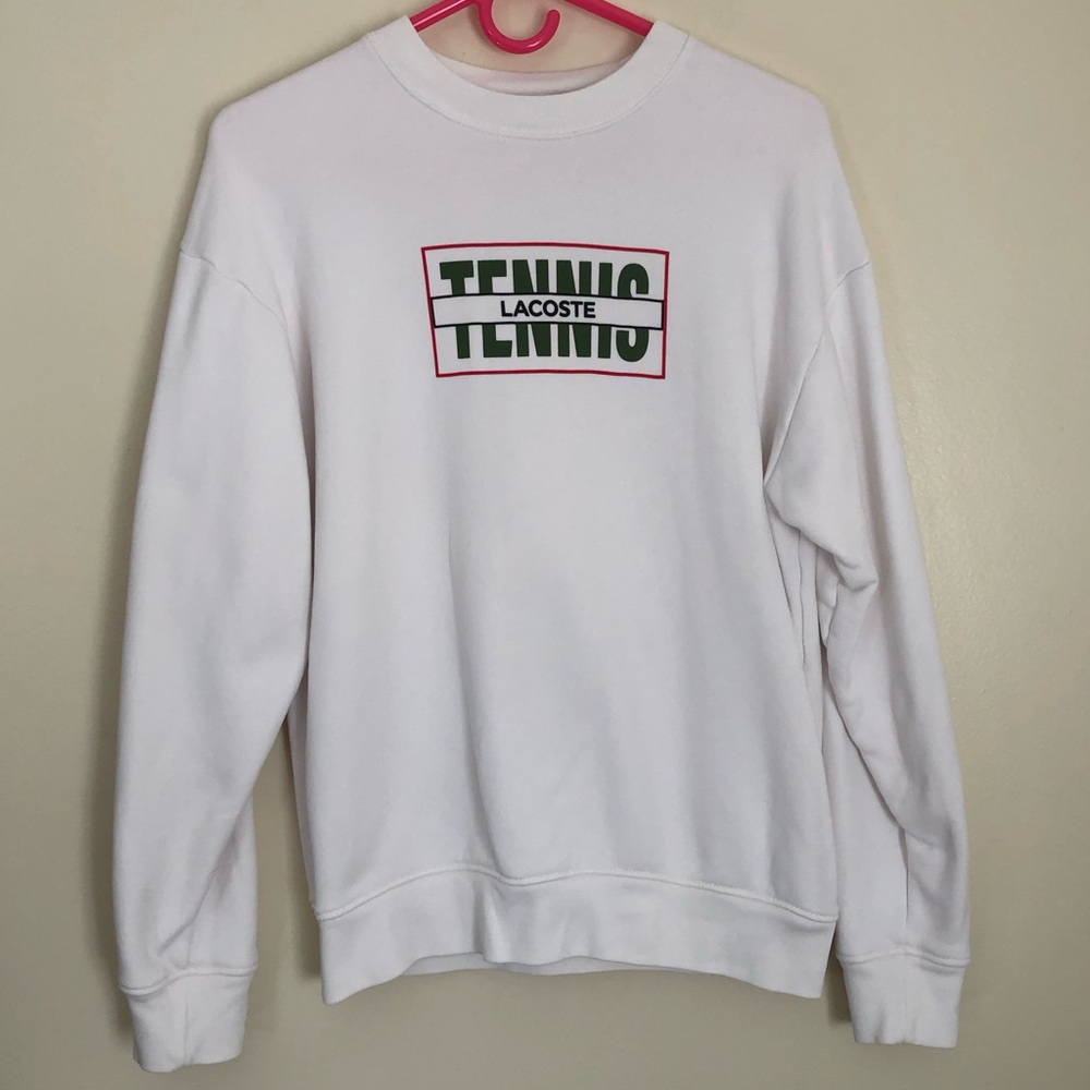 Lacoste Tennis White Sweatshirt, Size 34